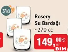 PAŞABAHÇE ROSERY SU BARDAĞI 270 CC 3'LÜ PAŞABAHÇE ROSERY SU BARDAĞI 270 CC 3'LÜ